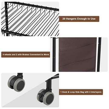RZChome Black Pant/Jeans/Trouser Rolling Trolley-Closet Organizer-Come with 20 Hangers Iron-Set and Oxford Bag