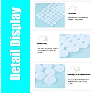 Vkey 500pcs (250 Pair Sets) 3/4" Diameter Sticky Back Coins Self Adhesive Hook and Loop Dots Tapes White-Delivery by FBA