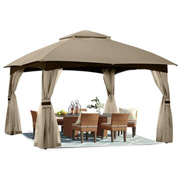 Double Roof Outdoor Gazebo - ABCCANOPY 10x10 Patio Gazebo with Mosquito Netting, Outdoor Canopies fo...