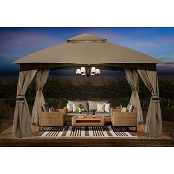 Double Roof Outdoor Gazebo - ABCCANOPY 10x10 Patio Gazebo with Mosquito Netting, Outdoor Canopies for Shade and Rain for Lawn, Garden, Backyard & Deck (Khaki)