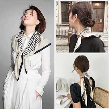 Roizsx Fashion Hair Scarf for Women Lightweight Silk Feeling Head Scarves Square Bandanas 27.5× 27.5 inches