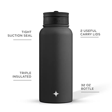 JoyJolt Triple Insulated Water Bottle with Lids 32oz