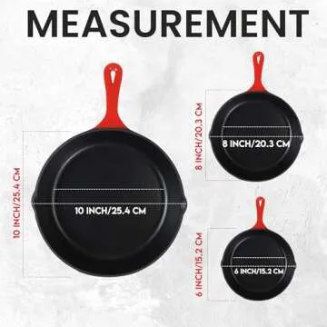Utopia Kitchen Saute Fry Pan - Pre-Seasoned Cast Iron Skillets Set 3-Piece Frying Pan comprised of 6...