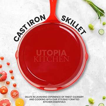 Utopia Kitchen 3-Piece Cast Iron Skillet Set for Versatile Cooking