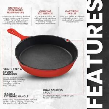 Utopia Kitchen 3-Piece Cast Iron Skillet Set for Versatile Cooking