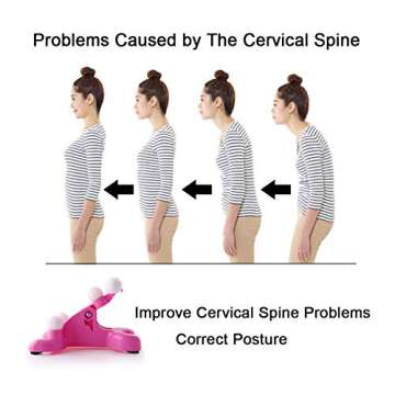 MWELLEWM Cervical Spine Alignment Chiropractic Pillow,Neck and Head Pain Relief Back Massage Traction Device Support Relaxer, Tension Headache Relief, 6 Trigger Point Therapy, Improved Mobility