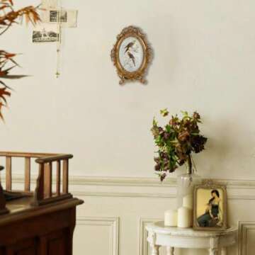 SIKOO Vintage 4x6 Ornate Picture Frame Oval Antique Baroque TableTop Wall Mounting Photo Frame with High Definition Glass Front for Home Decor, Old-Fashioned Photo Gallery, Art,Gold