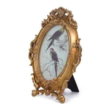SIKOO Vintage 4x6 Ornate Picture Frame Oval Antique Baroque TableTop Wall Mounting Photo Frame with High Definition Glass Front for Home Decor, Old-Fashioned Photo Gallery, Art,Gold