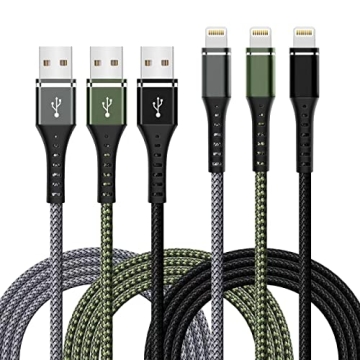 Apple MFi Certified Lightning Charger Cable 3-Pack - Fast Charging & Durable Design