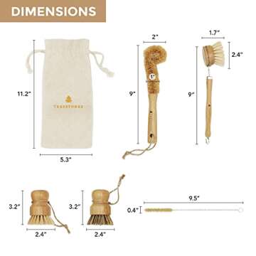 Eco-Friendly Natural Bamboo Dish Brush Set for Kitchen Cleaning