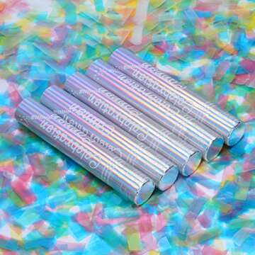 Crafts Graphy Confetti Cannon, Biodegradable Confetti Poppers, 5 Pack Confetti Shooter for Wedding, Birthday, Party Supplies, Graduation, New Year's Eve (Multicolor, Rice Paper)
