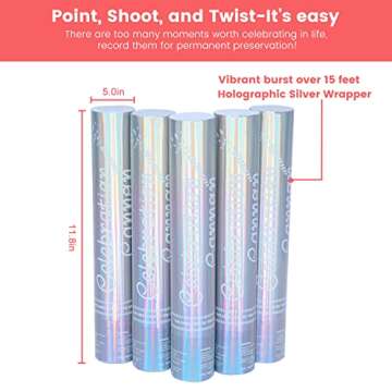 Crafts Graphy Confetti Cannon, Biodegradable Confetti Poppers, 5 Pack Confetti Shooter for Wedding, Birthday, Party Supplies, Graduation, New Year's Eve (Multicolor, Rice Paper)