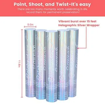 Crafts Graphy Confetti Cannon, Biodegradable Confetti Poppers, 5 Pack Confetti Shooter for Wedding, Birthday, Party Supplies, Graduation, New Year's Eve (Multicolor, Rice Paper)