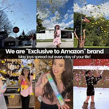 Crafts Graphy Confetti Cannon, Biodegradable Confetti Poppers, 5 Pack Confetti Shooter for Wedding, Birthday, Party Supplies, Graduation, New Year's Eve (Multicolor, Rice Paper)