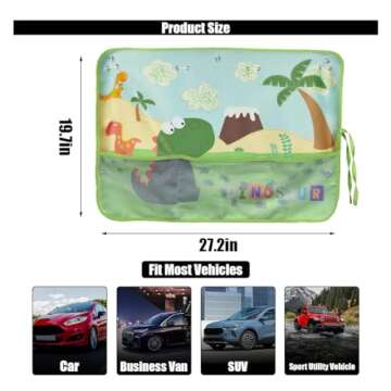 Car Window Shade for Baby, Blackout Car Window Curtain with Storage Pockets & 7 Suction Cups, Cartoo...