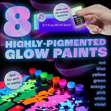 Glow in The Dark Fabric Paint - 8 Neon Colors for Costumes