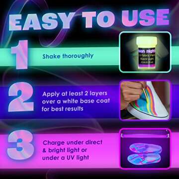 Glow in The Dark Fabric Paint - 8 Neon Colors for Costumes