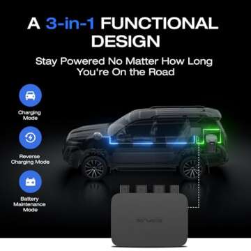 EF ECOFLOW 800W Alternator Charger with Delta 2 Max Portable Power Station, 3-in-1 Fast DC-DC Charger, Battery Charger & Jump Starter 8× Faster Than Cigarette Chargers, Charges 2kWh in 2.6 hr