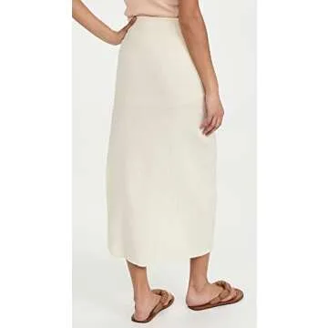 Free People Women's Natural Cerine Ruched Midi Skirt, Ivory, Off White, 12