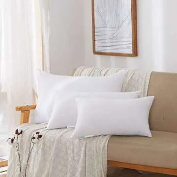 Acanva Premium Throw Pillow Inserts with Microfiber Filled, Lumbar Support Decorative Stuffer for Sofa Bed Couch & Chairs, 16x26, 2 Count, White