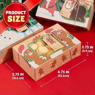 JOYIN 24 PCS Christmas Cookie Gift Baking Box 8.75" x 5.75" x 2.75” with Window Auto-Popup for Pastries, Cupcakes, Cookies, Brownies, Donuts Gift-Giving