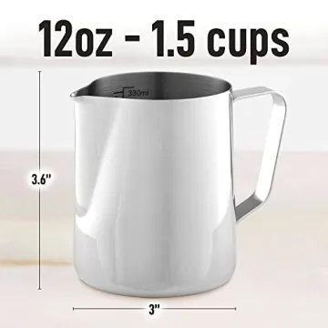Zulay Stainless Steel Milk Frothing Pitcher - 12oz, Durable & Precise