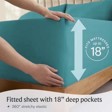 LuxClub King Sheet Set Soft Breathable 18" Deep Pocket