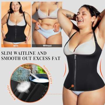 Reamphy Waist Trainer for Women,Zipper Body Shaper Cincher Sports Girdle corset-Small