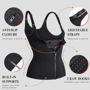 Reamphy Waist Trainer for Women,Zipper Body Shaper Cincher Sports Girdle corset-Small