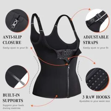 Reamphy Waist Trainer for Women,Zipper Body Shaper Cincher Sports Girdle corset-Small