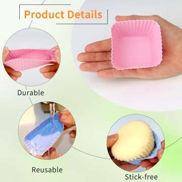 24 pcs Silicone Cupcake Baking Cups Dulinkas Reusable Cupcake Liners Non-Stick Baking Muffin Liners ...