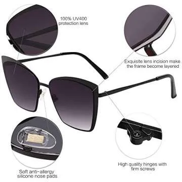 Stylish SojoS Oversized Cat Eye Sunglasses for Women