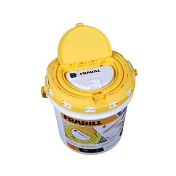 Frabill 4825 Insulated Bait Bucket with Built in Aerator , White and Yellow, 1.3 Gallons