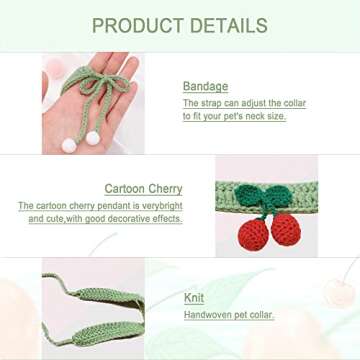 Cute Knitted Cherry Collar for Pets - Adjustable Bow Tie Scarf