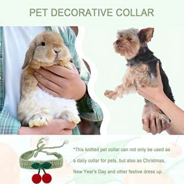 Cute Knitted Cherry Collar for Pets - Adjustable Bow Tie Scarf