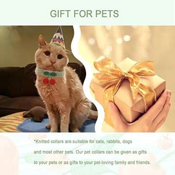 Cute Knitted Cherry Collar for Pets - Adjustable Bow Tie Scarf