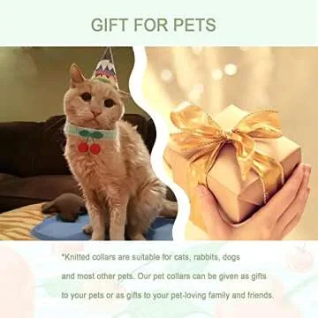 Cute Knitted Cherry Collar for Pets - Adjustable Bow Tie Scarf