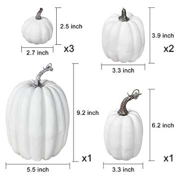 DearHouse 7Pcs Thanksgiving Artificial White Pumpkin Home Decoration Sets, Artificial Vegetables Pumpkin for Fall Halloween Home Decor