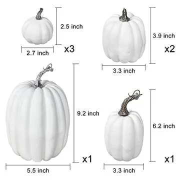 DearHouse 7Pcs Thanksgiving Artificial White Pumpkin Home Decoration Sets, Artificial Vegetables Pumpkin for Fall Halloween Home Decor