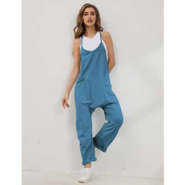 Lentta Women's Casual Jumpsuit V Neck Sleeveless Harem Overalls