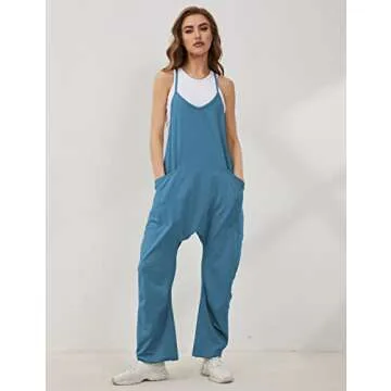 Lentta Women's Casual Jumpsuit V Neck Sleeveless Harem Overalls