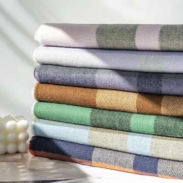 Wander Agio Women's Long Plaid Scarf in Dark Orange