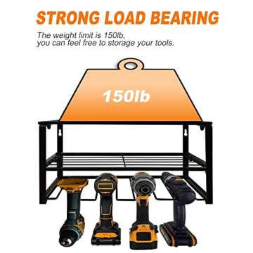 DECMIOX Power Tool Organizer, Wall Mounted Storage Rack,150lb Weight Limit Heavy Duty Floating Tool Shelf, Utility Holder for Drill & Screwdriver, Christmas Gift for Men Dad Father's Day