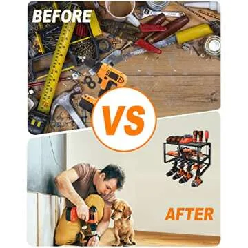 DECMIOX Power Tool Organizer, Wall Mounted Storage Rack,150lb Weight Limit Heavy Duty Floating Tool Shelf, Utility Holder for Drill & Screwdriver, Christmas Gift for Men Dad Father's Day