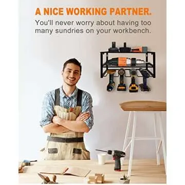 DECMIOX Power Tool Organizer, Wall Mounted Storage Rack,150lb Weight Limit Heavy Duty Floating Tool Shelf, Utility Holder for Drill & Screwdriver, Christmas Gift for Men Dad Father's Day