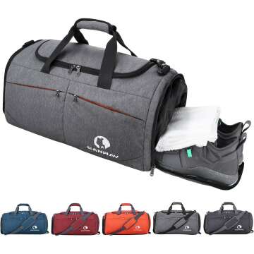 Canway Sports Gym Bag - 45L Travel Duffel with Wet Pocket & Shoes Compartment