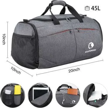 Canway Gym Bag with Wet Pocket & Shoes Compartment