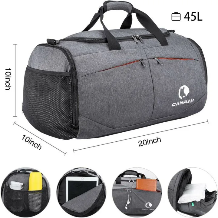 Canway Gym Bag with Wet Pocket & Shoes Compartment