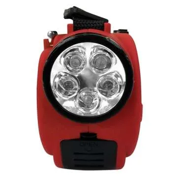 JENSEN JEP-650 Portable Digital AM/FM Weather Radio with Weather Alert, Flashlight, and 4-Way Charging, Red, JEP-650