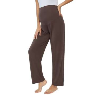 Joyaria Pregnancy Pants Over The Belly Support Comfy Stretchy High Waist Maternity Pajama Pants(Chocolate, XX-Large)